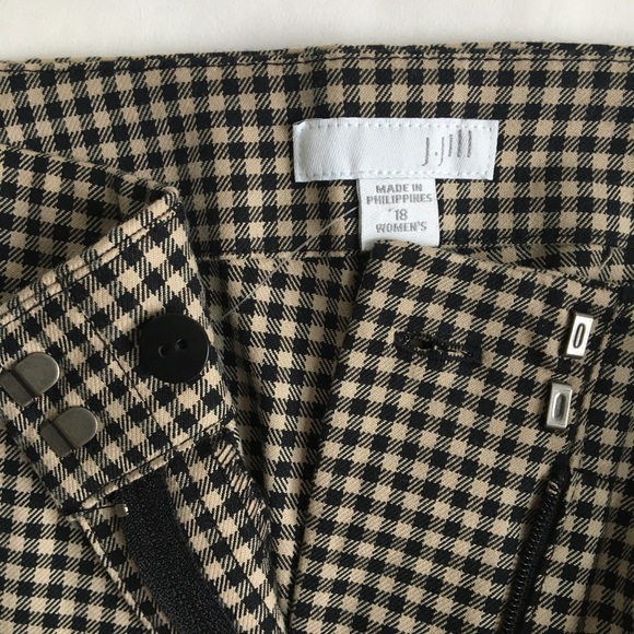 J Jill Plaid Checkered Cotton Ankle Pants Black Brown Size 18 - Picture 12 of 17